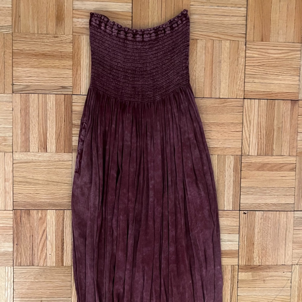 Chaser Brand Cool Jersey Smocked Strapless Maxi Dress With Pockets Long Flowy - Picture 5 of 8